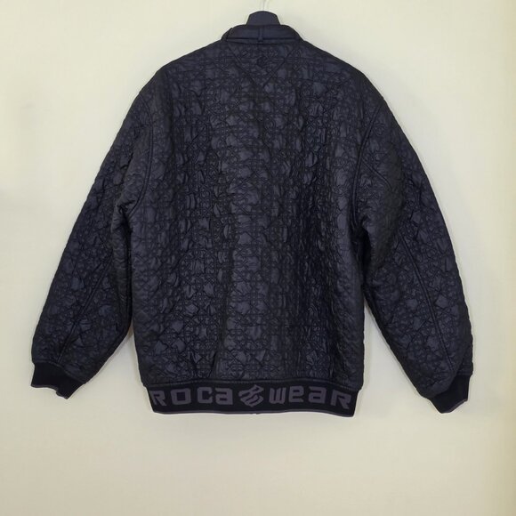 Vtg Rocawear Quilted Jacket Mens M Black Full Zip LS No Hood Pockets Logo Rapper - Picture 2 of 16
